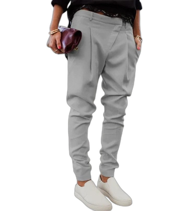 Stylish Navy Pants for Women with High Waisted Pockets Office Style
