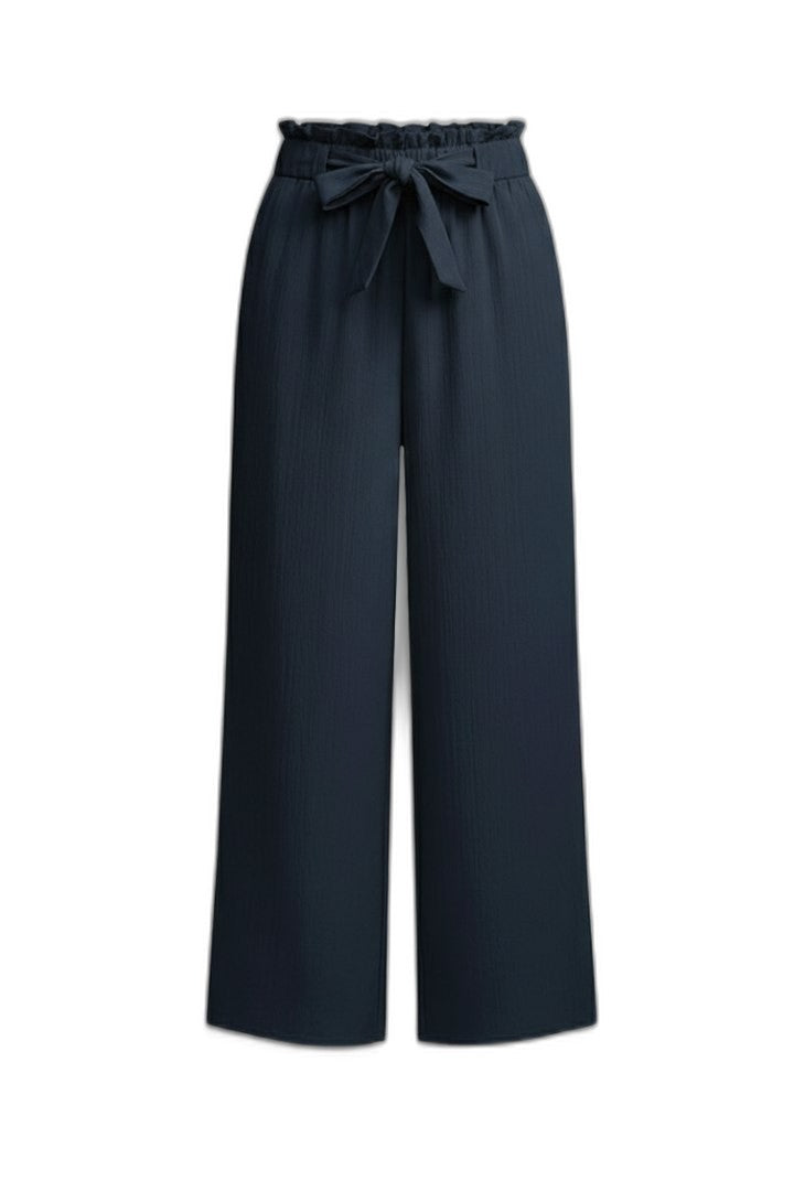 Stylish Navy Wide Leg Pants for Women with Belted High Waisted Palazzo Office Style