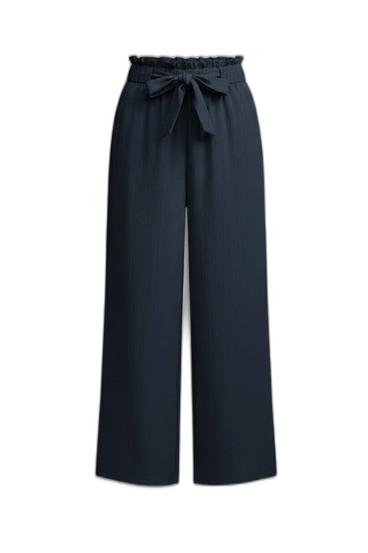 Stylish Navy Wide Leg Pants for Women with Belted High Waisted Palazzo Office Style
