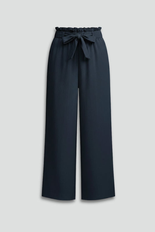Stylish Navy Wide Leg Pants for Women with Belted High Waisted Palazzo Office Style