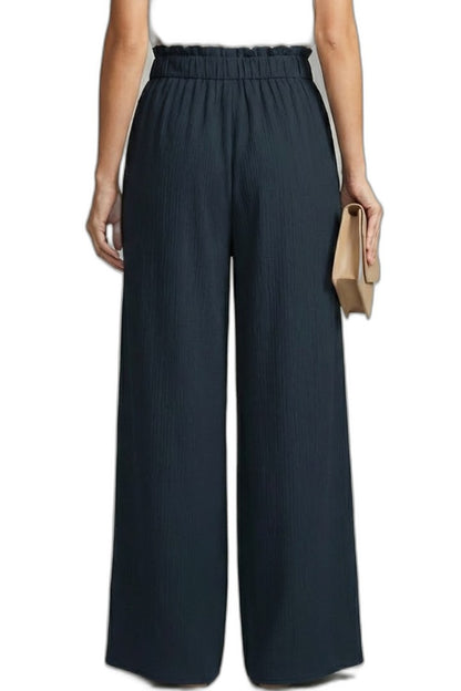 Stylish Navy Wide Leg Pants for Women with Belted High Waisted Palazzo Office Style