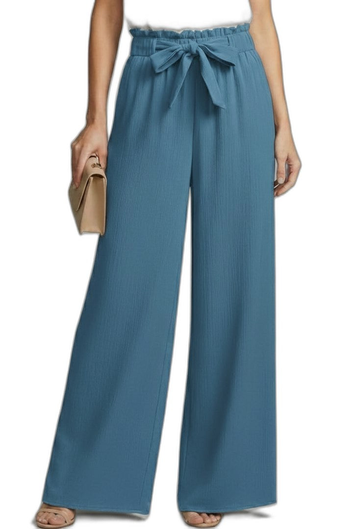Stylish Navy Wide Leg Pants for Women with Belted High Waisted Palazzo Office Style