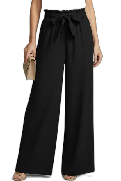 Stylish Navy Wide Leg Pants for Women with Belted High Waisted Palazzo Office Style