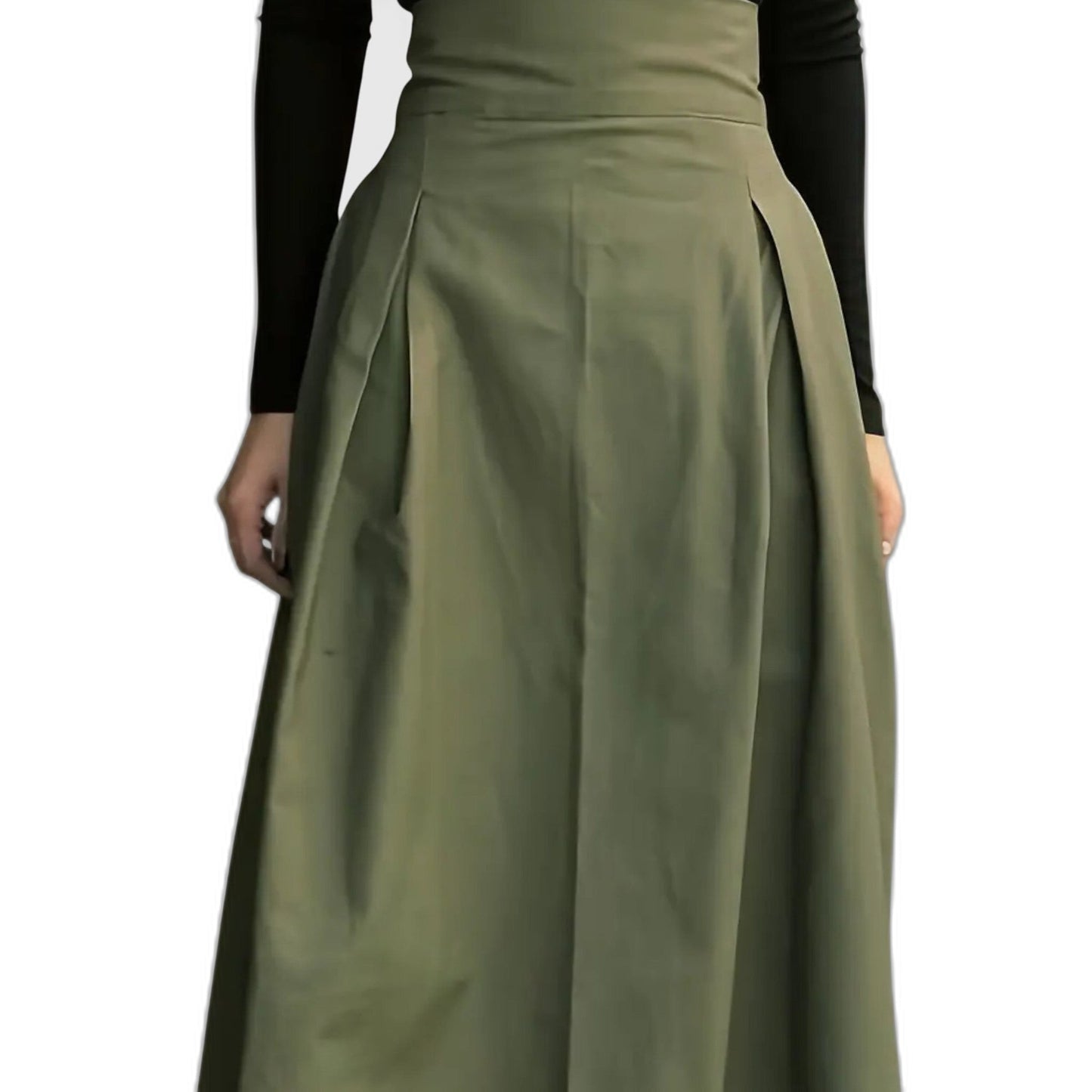 Stylish Olive Midi Skirt for Women with A Line Office Style