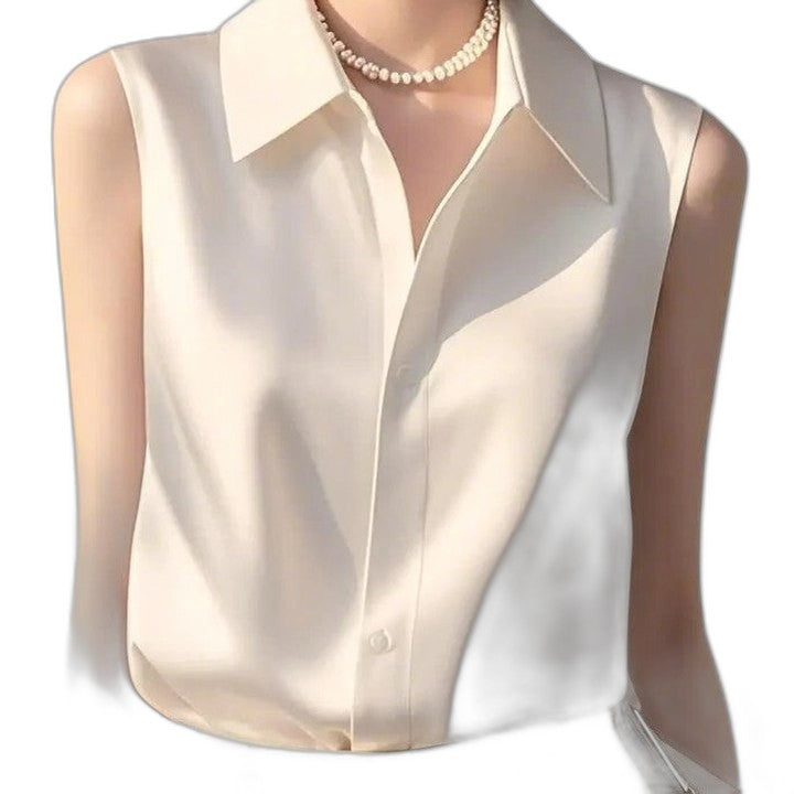 Stylish Pink Satin Blouse for Women with Collared Long Sleeve Button Front Office Style