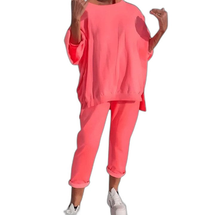 Stylish Pink Two Piece Set for Women with Oversized Lounge Style