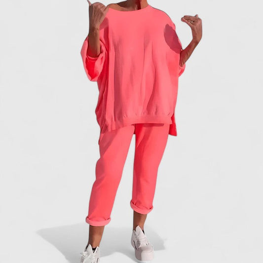 Stylish Pink Two Piece Set for Women with Oversized Lounge Style