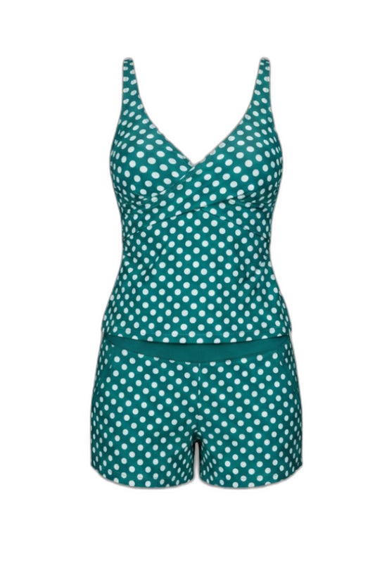 Stylish Polka Dot Bikini for Women with V Neck Sleeveless Vacation Style