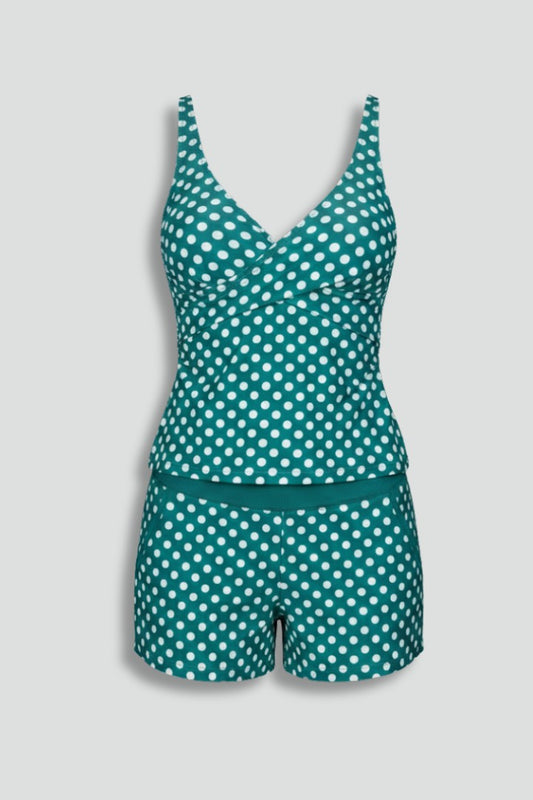Stylish Polka Dot Bikini for Women with V Neck Sleeveless Vacation Style