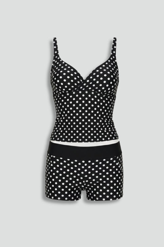 Stylish Polka Dot Bikini for Women with V Neck Sleeveless Wrap Vacation Style