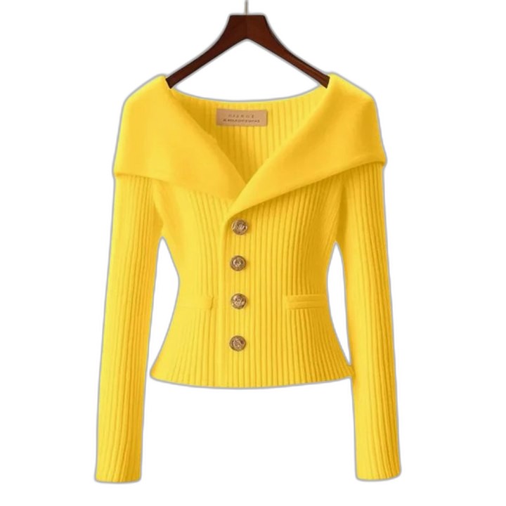 Stylish Purple Knit Cardigan Sweater for Women with Off Shoulder Long Sleeve Button Front Fit And Flare Party Style