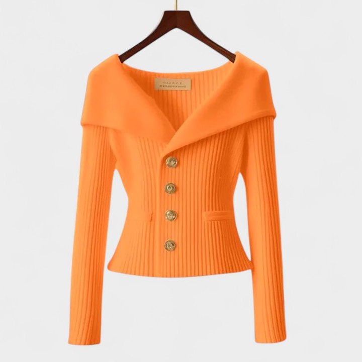Stylish Purple Knit Cardigan Sweater for Women with Off Shoulder Long Sleeve Button Front Fit And Flare Party Style