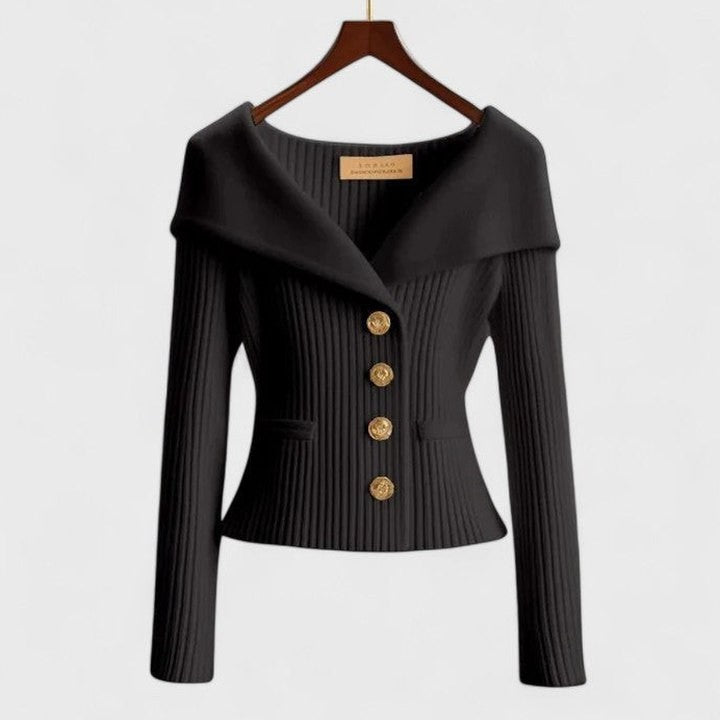 Stylish Purple Knit Cardigan Sweater for Women with Off Shoulder Long Sleeve Button Front Fit And Flare Party Style
