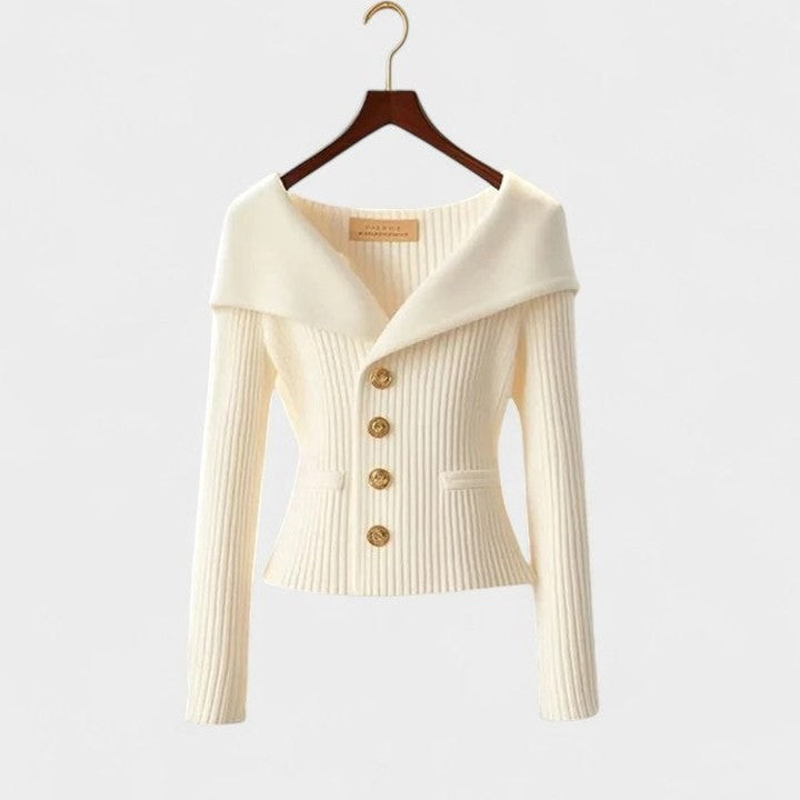 Stylish Purple Knit Cardigan Sweater for Women with Off Shoulder Long Sleeve Button Front Fit And Flare Party Style