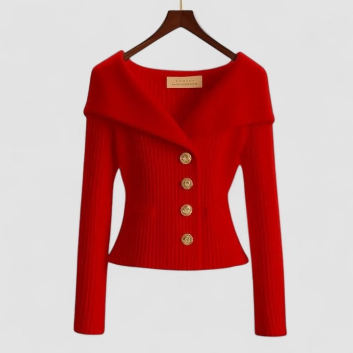 Stylish Purple Knit Cardigan Sweater for Women with Off Shoulder Long Sleeve Button Front Fit And Flare Party Style