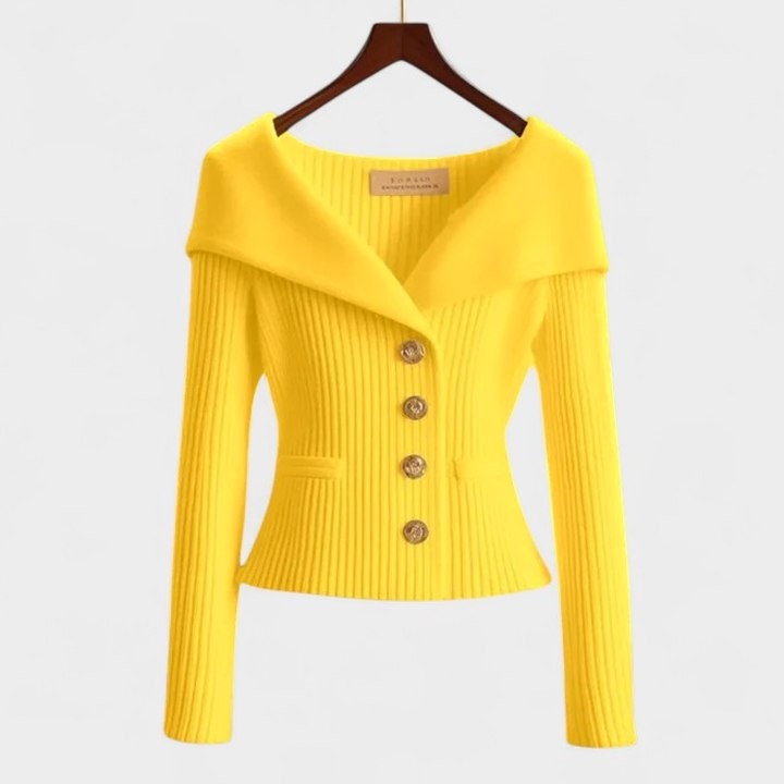 Stylish Purple Knit Sweater for Women with Off Shoulder Long Sleeve Bodycon Button Front Party Style