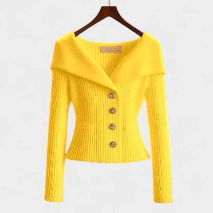 Stylish Purple Knit Sweater for Women with Off Shoulder Long Sleeve Bodycon Button Front Party Style