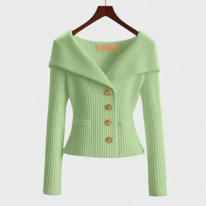 Stylish Purple Knit Sweater for Women with Off Shoulder Long Sleeve Bodycon Button Front Party Style