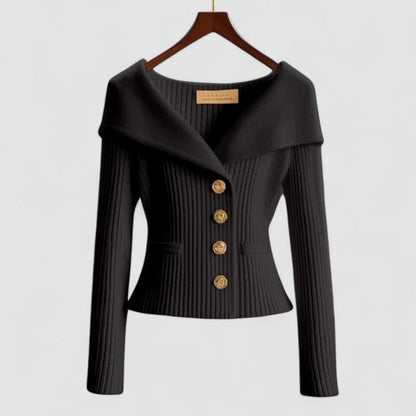 Stylish Purple Knit Sweater for Women with Off Shoulder Long Sleeve Bodycon Button Front Party Style