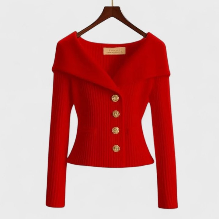 Stylish Purple Knit Sweater for Women with Off Shoulder Long Sleeve Bodycon Button Front Party Style