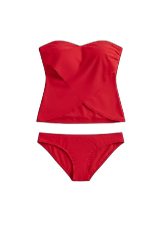 Stylish Red Bikini for Women with Strapless Vacation Style