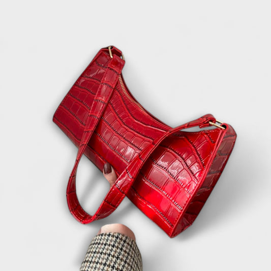 Stylish Red Leather Shoulder Bag for Women with Party Style