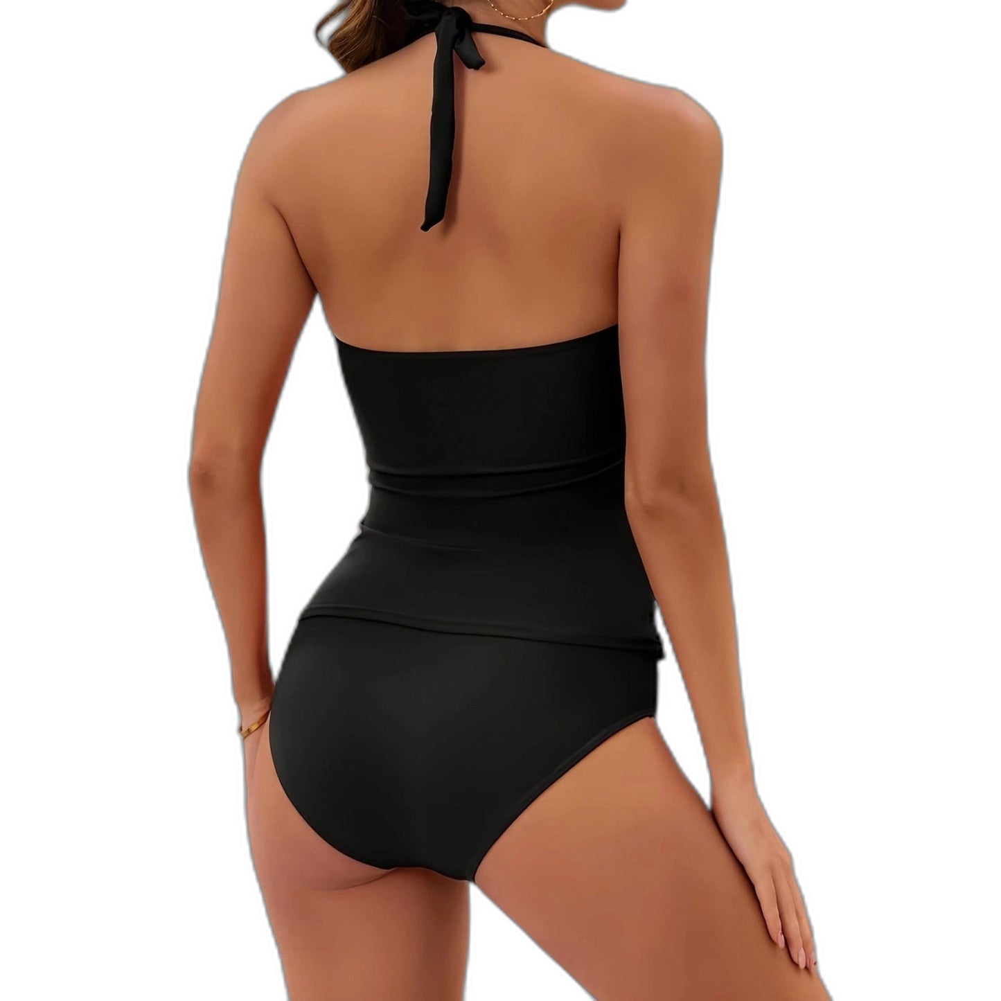 Stylish Sage Green Swimsuit for Women with Halter Sleeveless Ruched Vacation Style