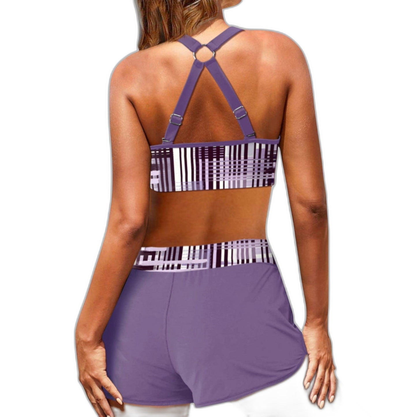 Stylish Striped Bikini for Women with V Neck Sleeveless High Waisted Vacation Style