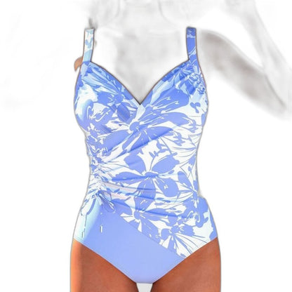 Stylish Striped Swimsuit for Women with Sweetheart Sleeveless Ruched Vacation Style