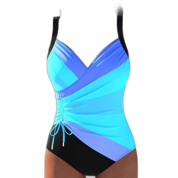 Stylish Striped Swimsuit for Women with Sweetheart Sleeveless Ruched Vacation Style