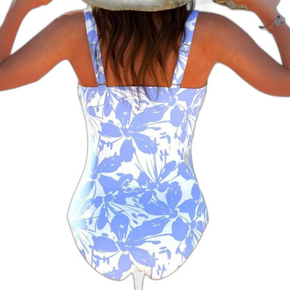 Stylish Striped Swimsuit for Women with Sweetheart Sleeveless Ruched Vacation Style