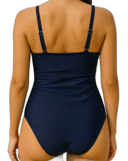 Stylish Striped Swimsuit for Women with V Neck Sleeveless Wrap Ruched Vacation Style