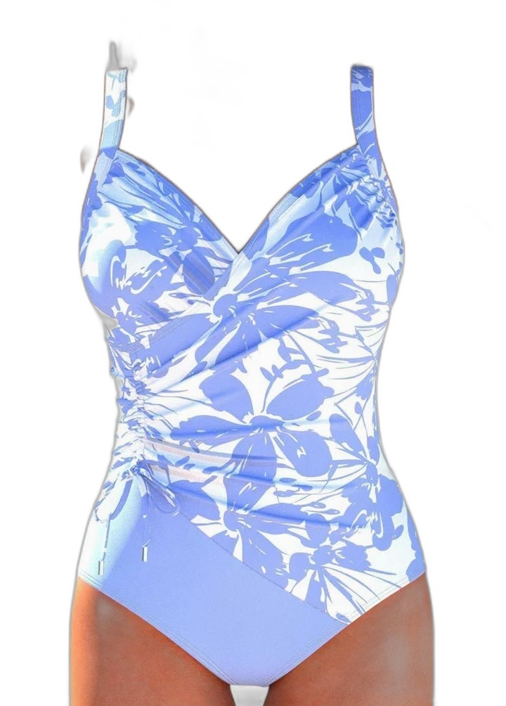 Stylish Striped Swimsuit for Women with V Neck Sleeveless Wrap Ruched Vacation Style