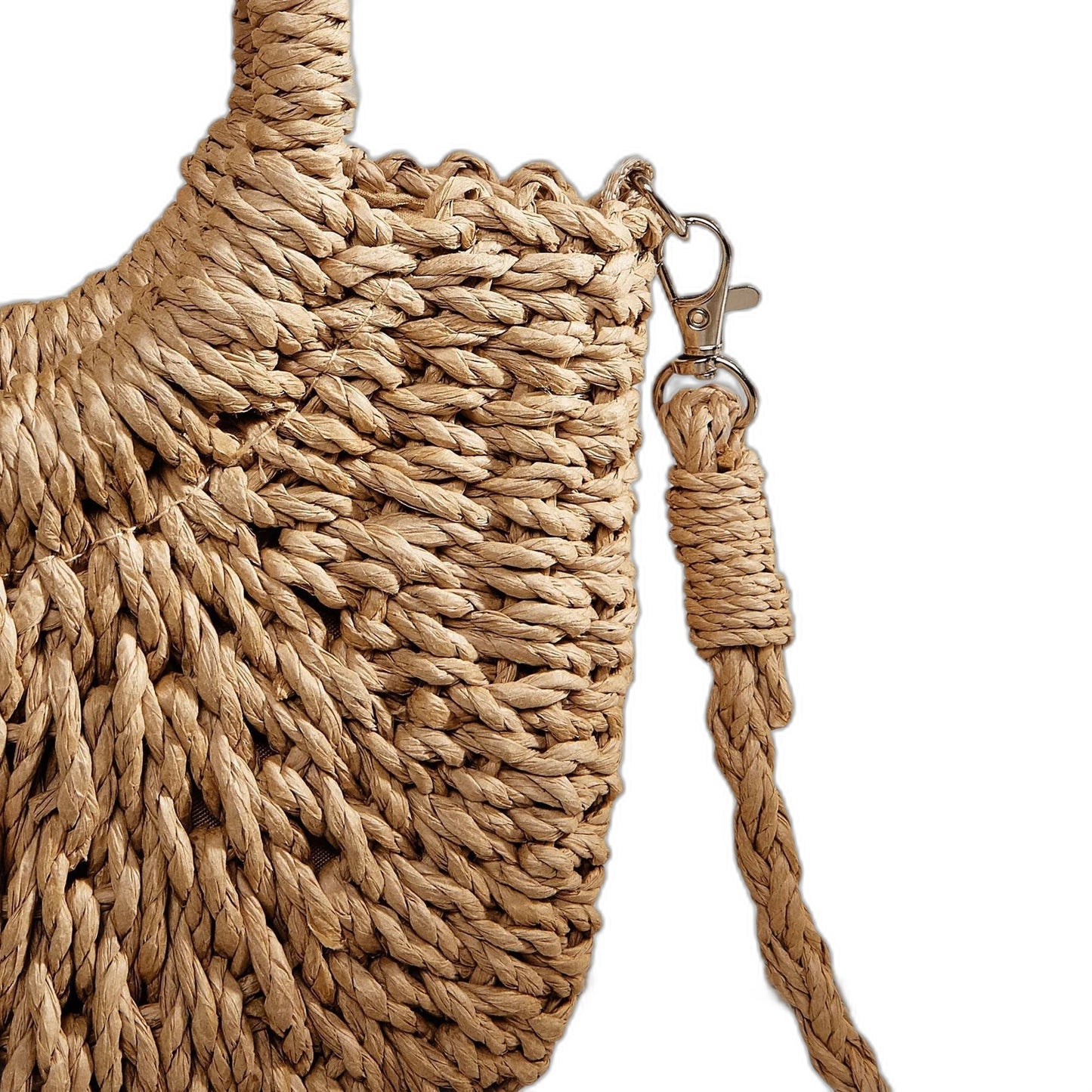 Stylish Tan Crochet Crossbody Bag for Women with Chain Strap Shoulder Vacation Style
