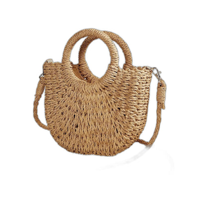 Stylish Tan Crochet Crossbody Bag for Women with Chain Strap Shoulder Vacation Style