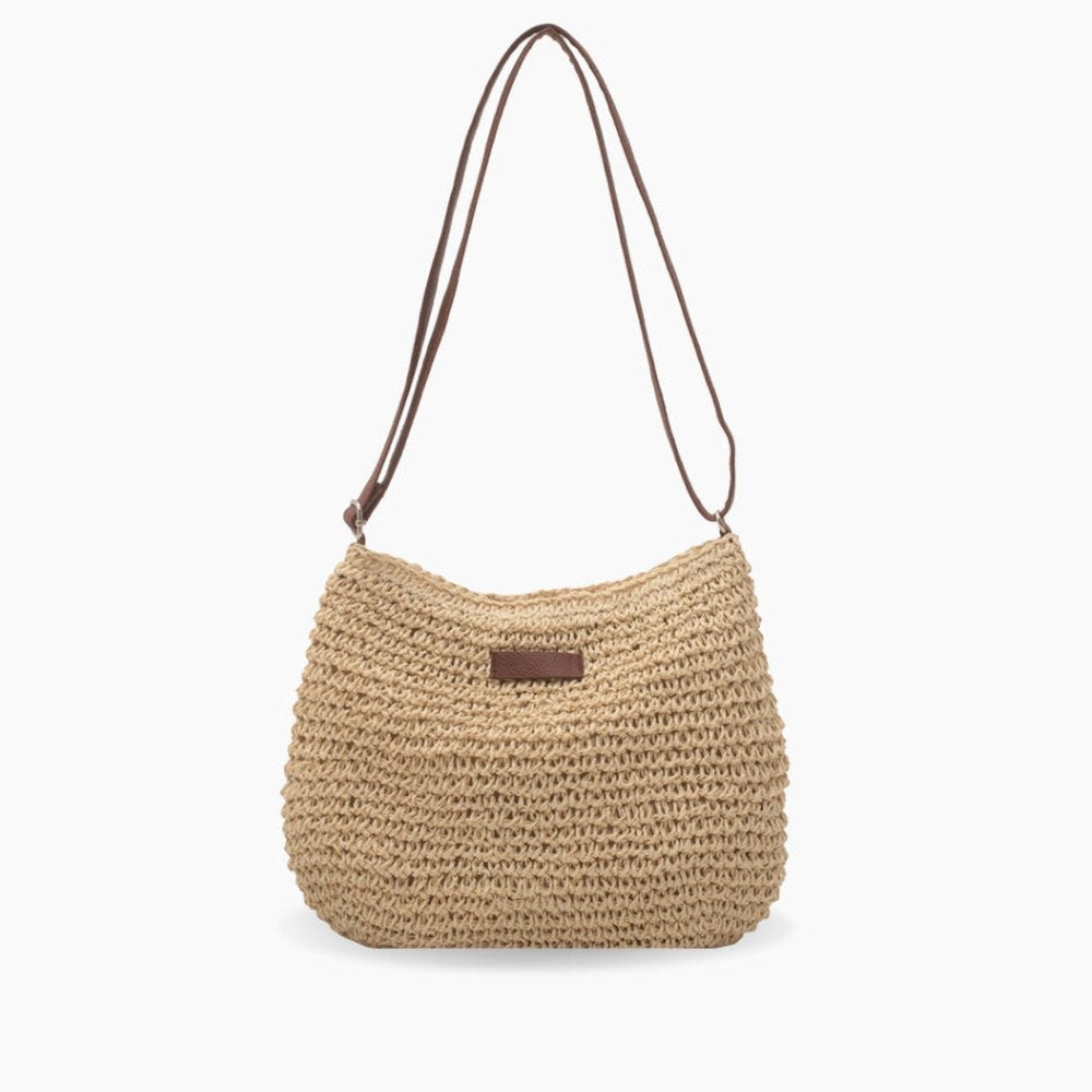Stylish Tan Crochet Crossbody Bag for Women with Shoulder Vacation Style