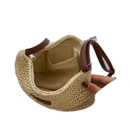 Stylish Tan Crochet Crossbody Bag for Women with Shoulder Vacation Style