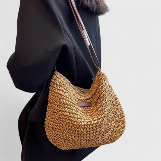 Stylish Tan Crochet Tote Bag for Women with Vacation Style