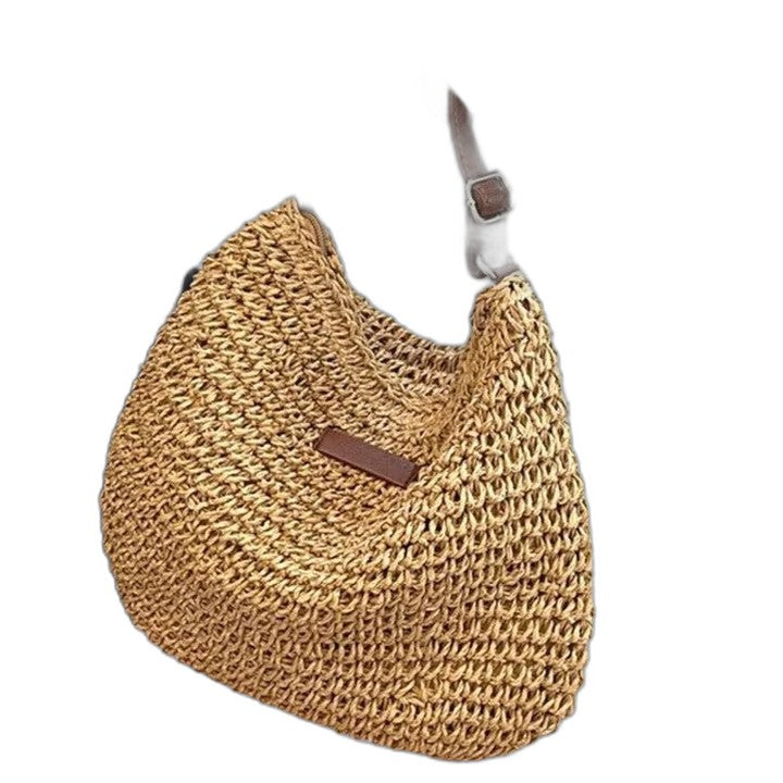 Stylish Tan Crochet Tote Bag for Women with Vacation Style