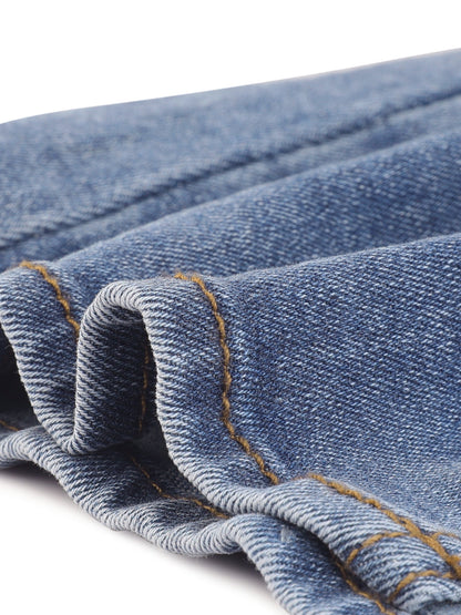 Effortless Jean Skirt for Women with High Waist Front Slit Midi Pencil Style