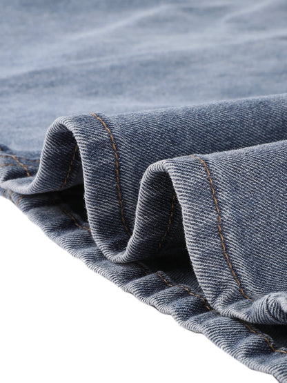 Effortless Denim Skirt for Women with High Waist Midi Straight Slit Casual Jean Style