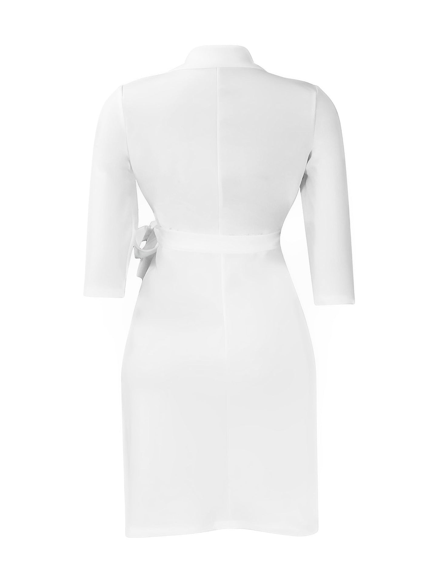 Elegant White Mini Dress for Women with Wrap Tie Waist Half Sleeve Style
