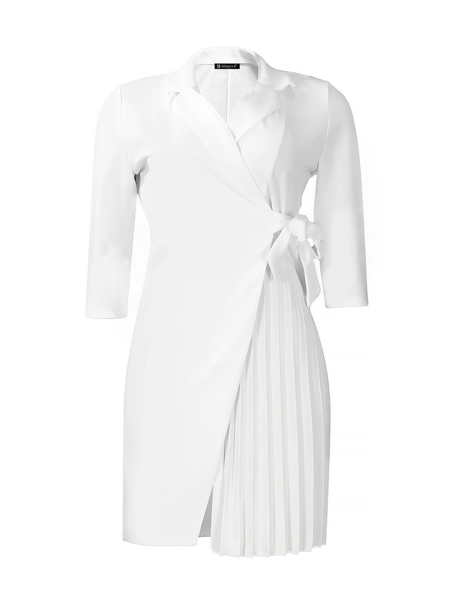 Elegant White Mini Dress for Women with Wrap Tie Waist Half Sleeve Style