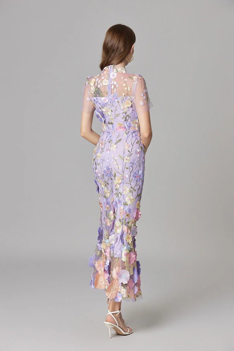 Elegant Floral Maxi Dress for Women with Cap Sleeve Side Slit Flowy Formal Wedding Guest Style