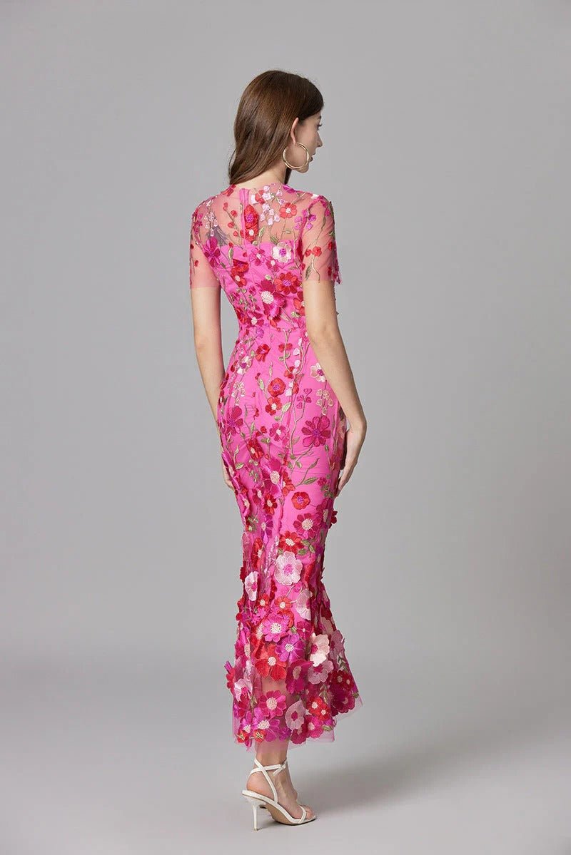 Elegant Floral Maxi Dress for Women with Cap Sleeve Side Slit Flowy Formal Wedding Guest Style