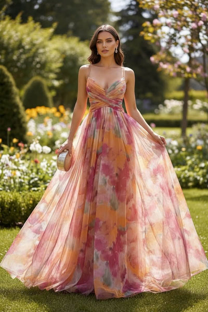 Elegant Floral Maxi Dress for Women with Halter Neck Flowy Chiffon Formal Wedding Guest Style