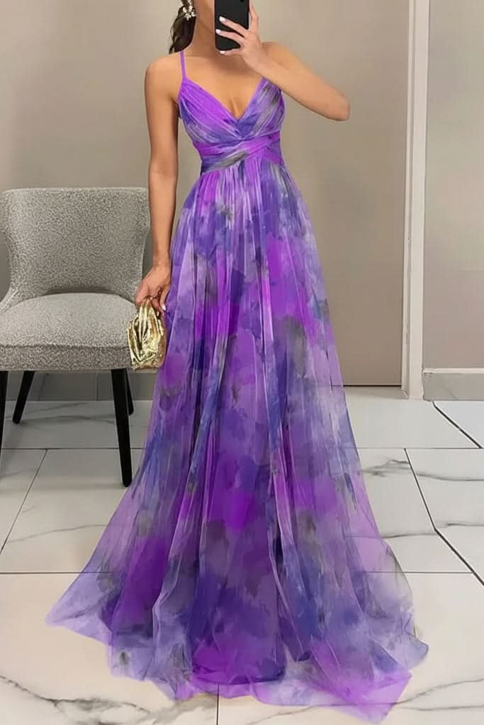 Elegant Floral Maxi Dress for Women with Halter Neck Flowy Chiffon Formal Wedding Guest Style