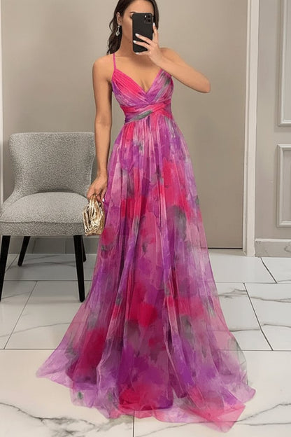 Elegant Floral Maxi Dress for Women with Halter Neck Flowy Chiffon Formal Wedding Guest Style