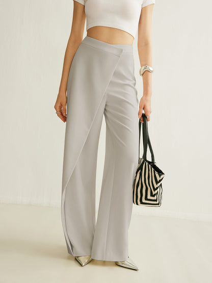 Effortless Wide Leg Pants for Women with High Waist Wrap Front Tailored Flowing Style