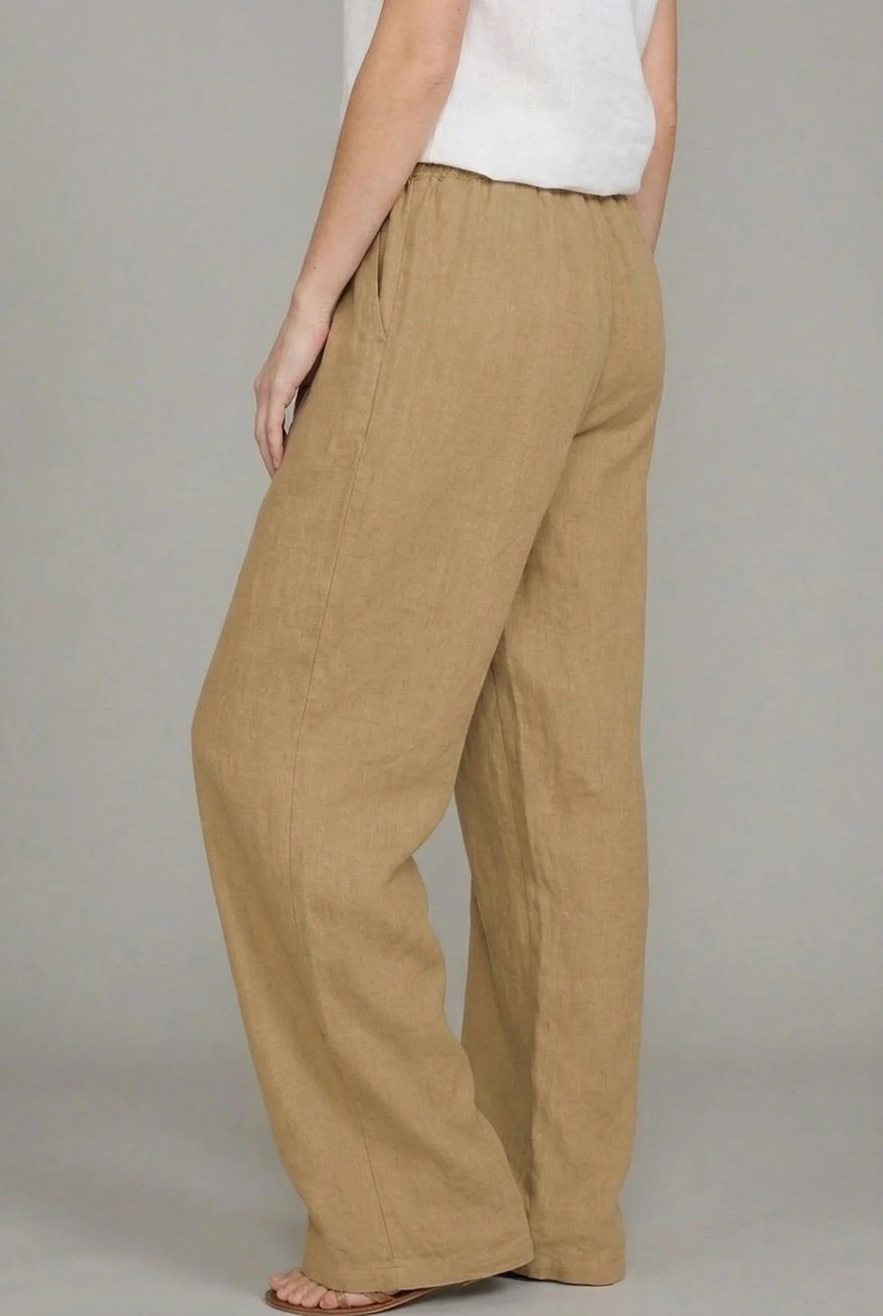 Effortless Linen Wide Leg Pants for Women with High Waist Drawstring Relaxed Flowing Casual Style